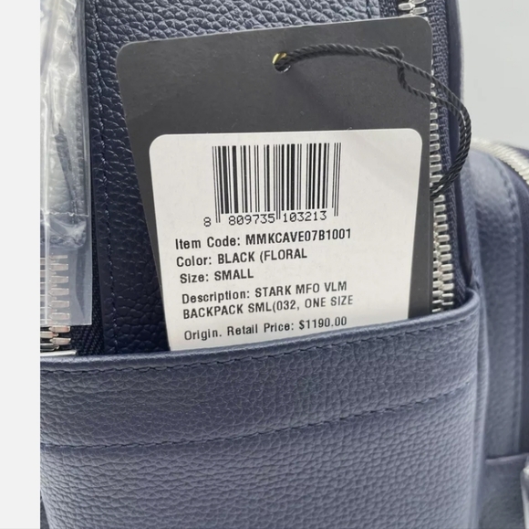NEW 🍒Retail $1190 🍀MCM Stark BACKPACK Unisex Small Size Black/Navy Color - Picture 2 of 7